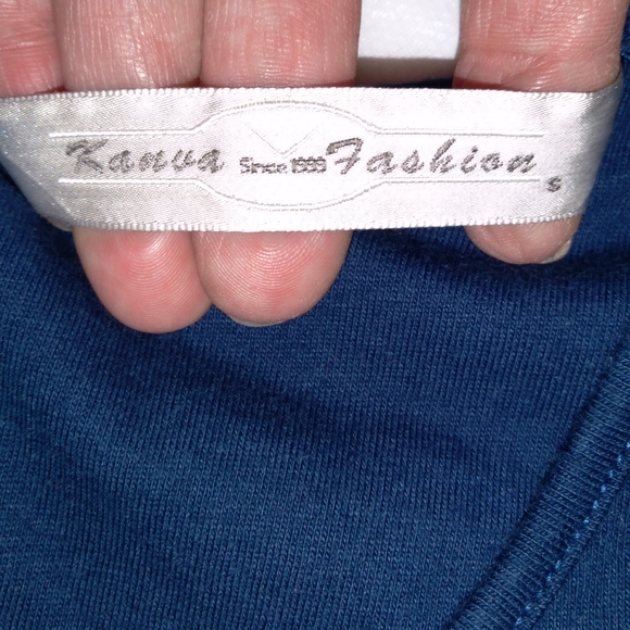 Kanva Fashion Cotton Pleated Dress Sleeveless Blue with Black Bow Size S - Picture 7 of 8